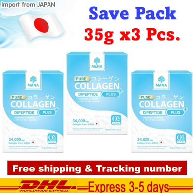 3x Mana Pure Collagen Plus 34000 mg Anti-Aging Smooth Reduce Wrinkle No Sugar