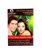 Load image into Gallery viewer, Poompuksa Hair Dyeing Shampoo 8 pcs Thai Herbal Natural Red Brown Color 24ml