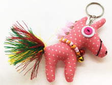 Load image into Gallery viewer, Doll Unicorn Pink Horse Keyring sewing charm cute keychain animal lover Fabric