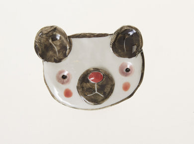 Animal Ceramic Figure Magnet Cute Bear Handmade Mold Painted Teddy Brown Design