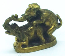 Load image into Gallery viewer, Elephant Couple Miniature Brass Amulet Talisman Love Charm Magic Thai Pendant