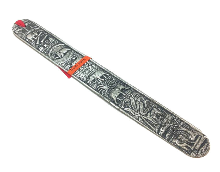 Bookmark Carved Elephant Aluminium & Wood Craft Handmade Accessory Collectibles