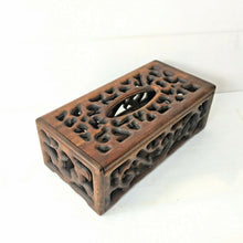 Load image into Gallery viewer, Teak Wood Wooden Tissue Box Cover Rectangular Holder Vintage Craft Decorative