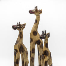Load image into Gallery viewer, Carved Giraffes Set Wood Hand Crafted Statue Figurine Gift (Set of 3)