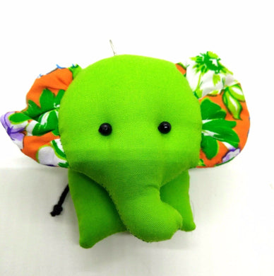 Doll Elephant Dark Green Keyring sewing charm cute keychain animal lover Fabric