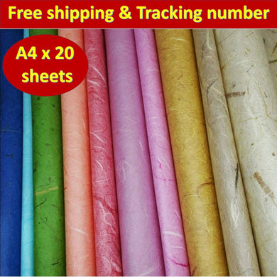 Mulberry Paper Sheets Thin Translucent Tissue Lightweight Unryu Wrapping (A4x20)