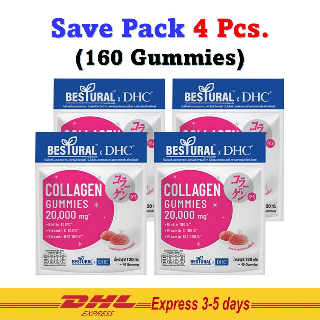 4X Bestural x DHC Collagen Gummies Chewable Strawberry Flavor Gummy Vitamin C