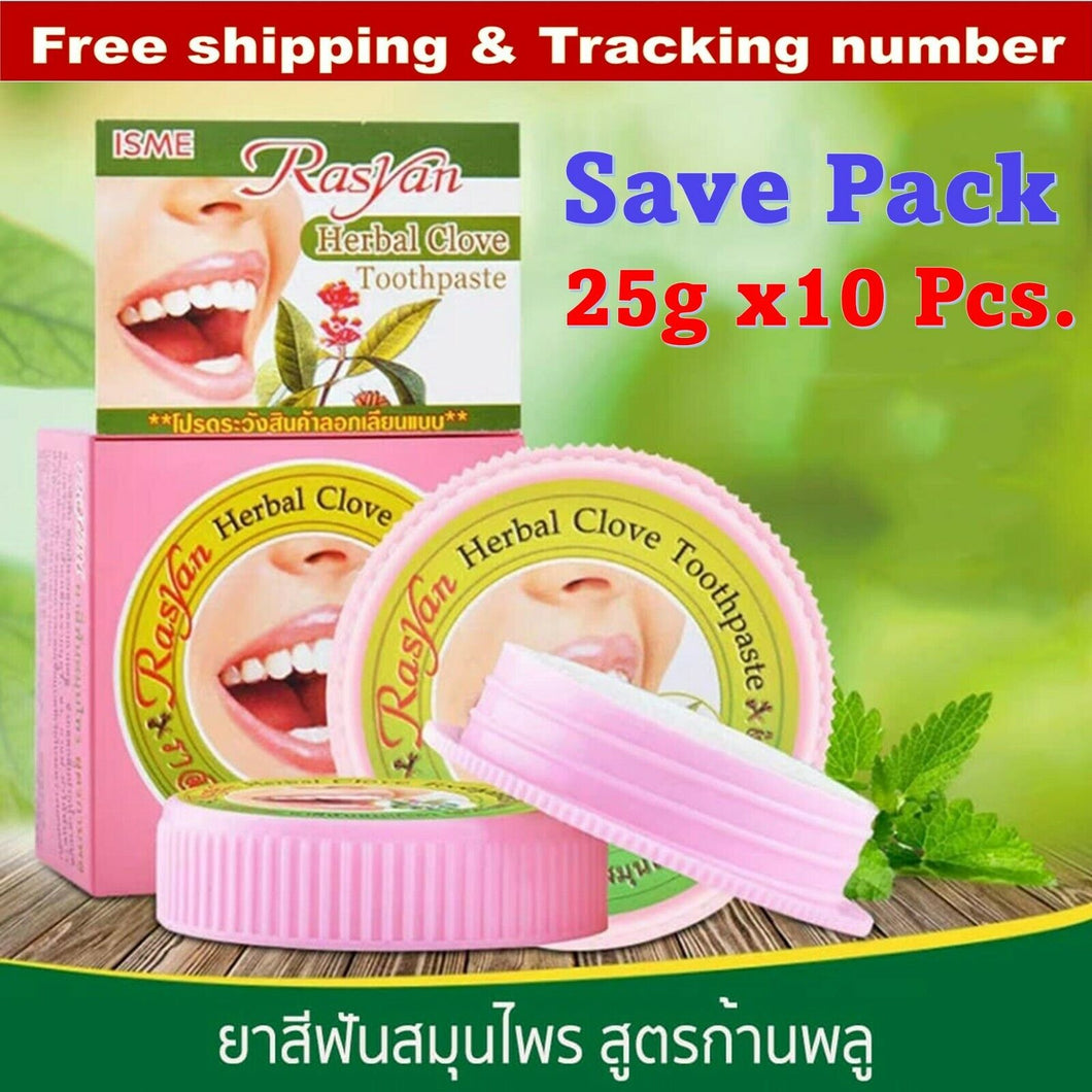 10x Toothpaste Rasyan ISME Clove Teeth Thai Herbal Anti Bacteria 25g