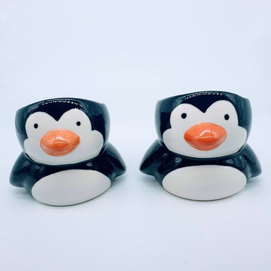 Penguin Egg Cup Holders Ceramic Holder Collectible Animal (Set 2)