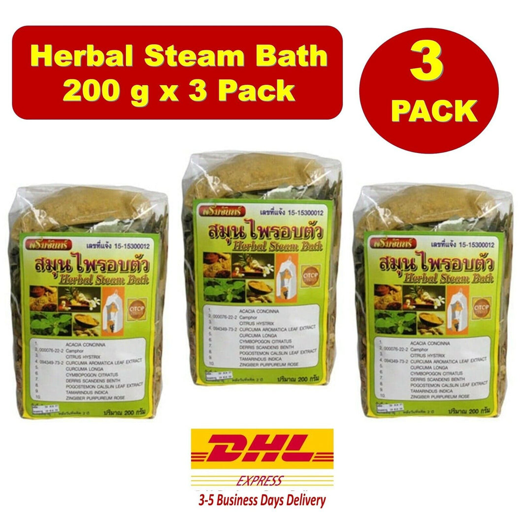 3x200 g Promchan Thai Nature Herb Herbal Steam Bath Body Sauna Spa Relax Therapy