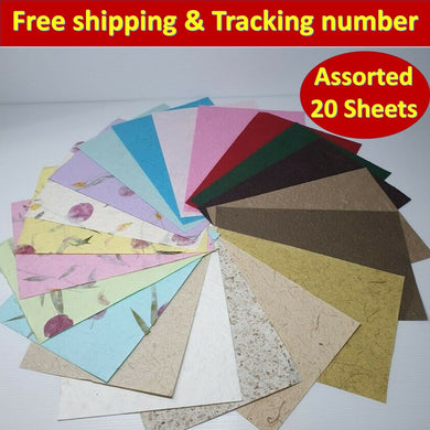 Mulberry Handmade Paper Sheets Assorted Flowers Art Envelopes Wedding Invitation