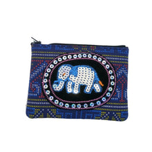 Load image into Gallery viewer, Purse Thai style Black Blue Elephant Fabric Handmade pattern animal charm gift