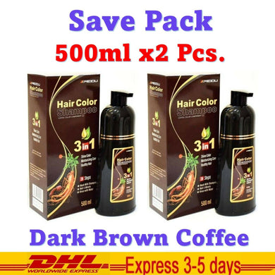 2x Meidu Hair Color Shampoo Fast Change Hair Color 5 Minutes Dark Brown Coffee