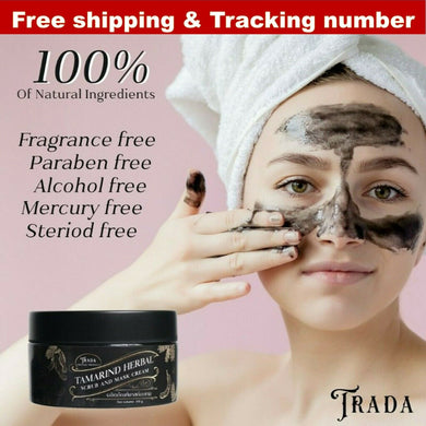 TRADA Tamarind Herbal Scrub & Mask Cream Natural AHA Anti Aging Aura Smooth Skin