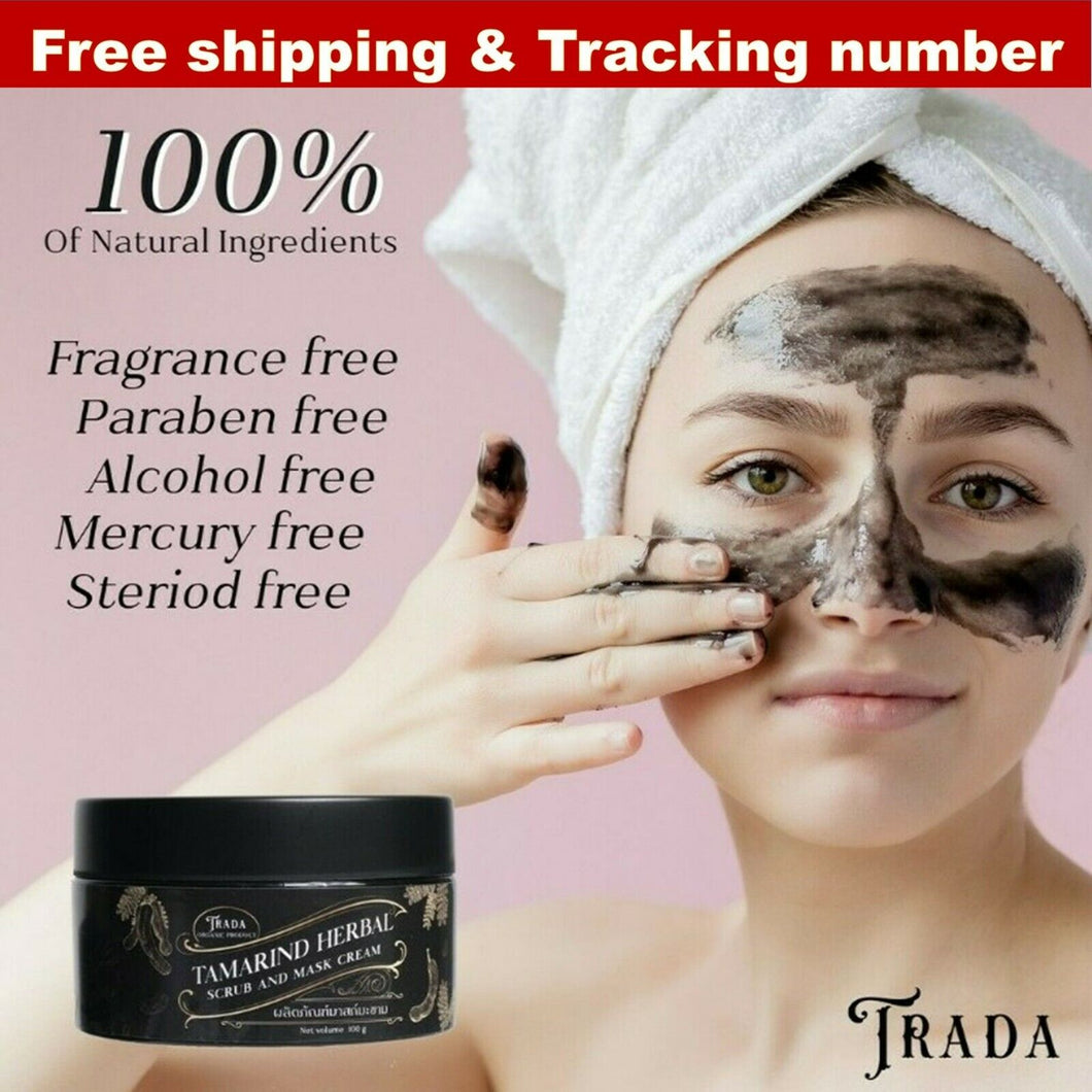 TRADA Tamarind Herbal Scrub & Mask Cream Natural AHA Anti Aging Aura Smooth Skin