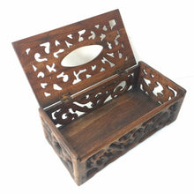 Load image into Gallery viewer, Teak Wood Wooden Tissue Box Cover Rectangular Holder Vintage Craft Decorative