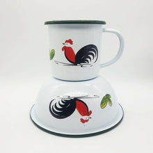 Load image into Gallery viewer, Rare Chicken Enamelware Enamel Mug Cup Bowl Camping Animal Pet Two Pieces Set