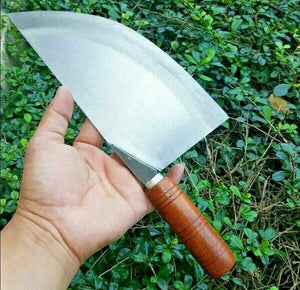 Cleaver Butcher Chef Knife Wood Handle Meat Chopper Thai Style Steel Kitchen