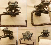 Load image into Gallery viewer, Brass Roll Tissue Paper Holder Hang GREEN FROG Toilet Wall free standing toilet