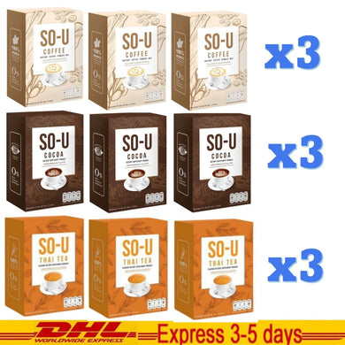 9x Instant Drink SO U Coffee Thai Tea Cocoa Flavor Beverage Slim Less Calories