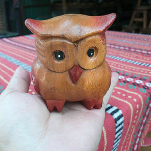 WOODEN OWL Wood Carved Figurines Handmade Collectibles Gift Home Decor