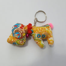 Load image into Gallery viewer, Mini Dog Fabric Mix Keyring Doll White Brown Pattern Hand sewing charm cute
