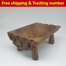 Load image into Gallery viewer, Antique Wooden Bowl Vintage Teak Wood Primitive Rustic Decor Collectible