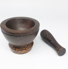 Load image into Gallery viewer, Small Mortar Pestle Wood Mini Wooden Thai Grinder Pill Crusher Handcraft Cute 3&quot;