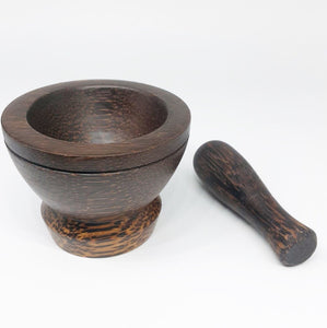 Small Mortar Pestle Wood Mini Wooden Thai Grinder Pill Crusher Handcraft Cute 3"