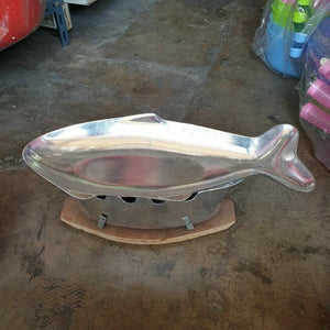 Shabu Hot Pot Fish Shape Plate Tray Stove Top Aluminum Charcoal Restaurant Thai
