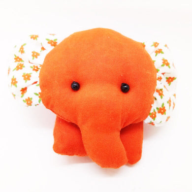 Fabric Keyring Mini Doll Gift Elephant Orange White Pattern Hand sewing charm
