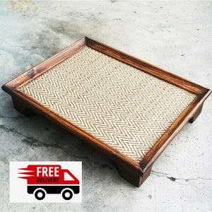 Wooden Tray Crafts Wood Tray Serving Plate Tea Coffee Bamboo Rectangle Free ship