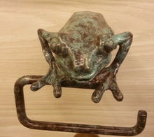 Load image into Gallery viewer, Brass Roll Tissue Paper Holder Hang GREEN FROG Toilet Wall free standing toilet