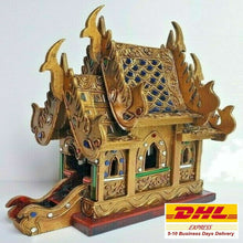 Load image into Gallery viewer, Thai Spirit House Golden Buddhist Altar Temple Teak Wood Craft Handmade Shrine