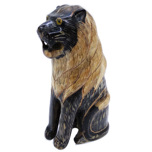 Lion Buffalo Horn Carved Collectibles Craft Collection Unique Carvings gift