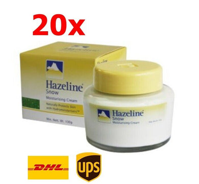 20 pcs HAZELINE Snow Moisturizing Body Cream Whitening Natural ProtectSkin 100g