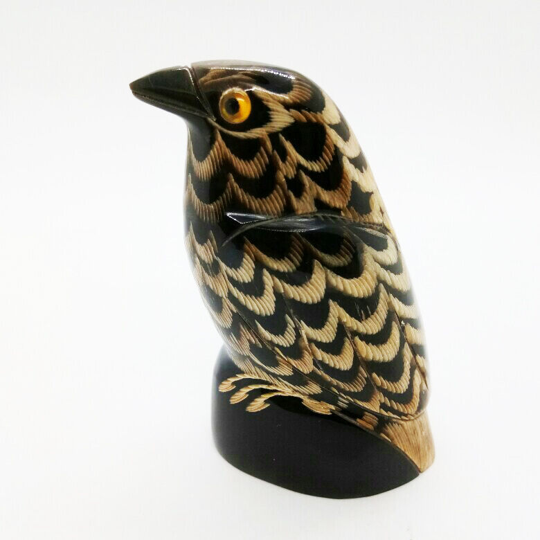 Eagle Sculpture Water Buffalo's Horn Carved Collectible Lucky Bone Fortune V.19