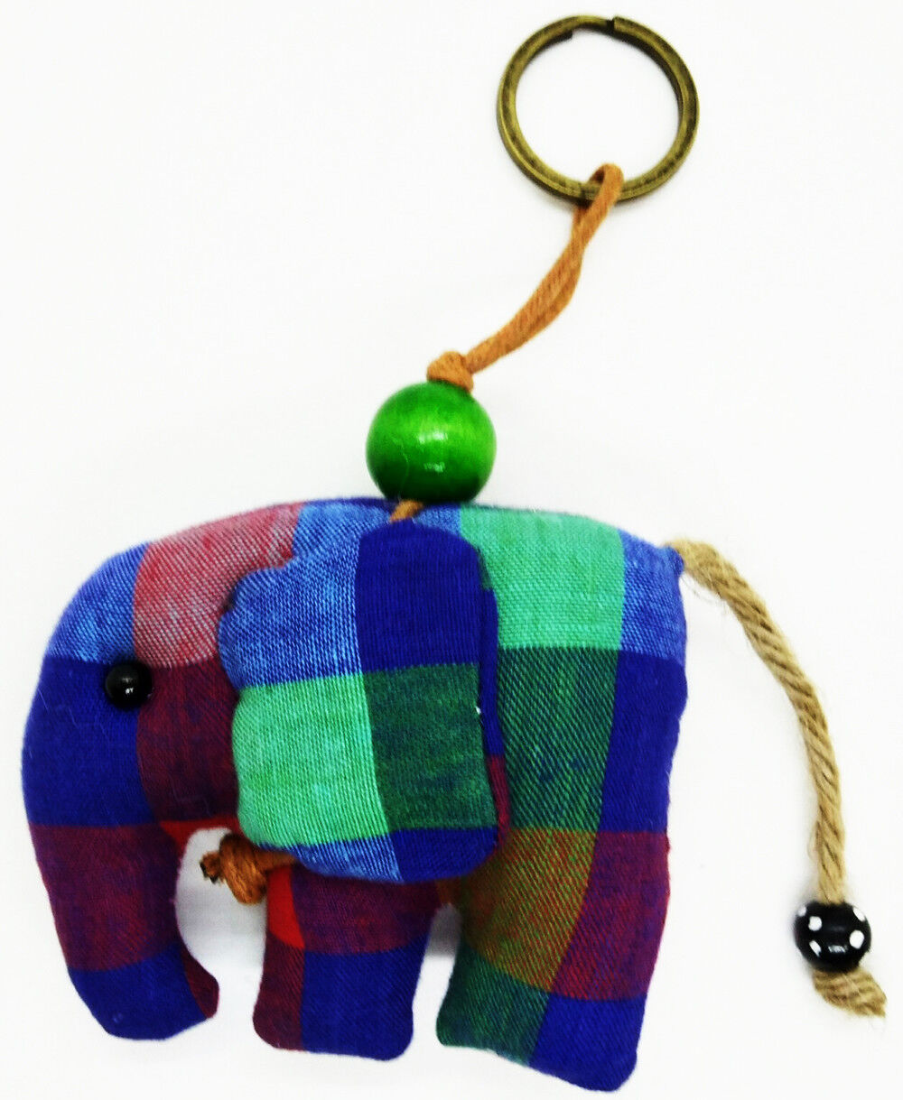 Animal Lover Doll Keyring Elephant Pattern Scotch Sewing Charm Cute Fabric
