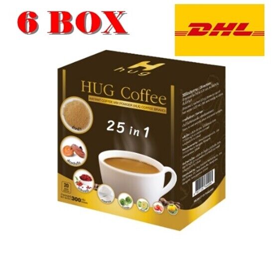 6X Hug Instant Coffee 25 in1 Powder Arabica Weight Control Health Care Slim Fast