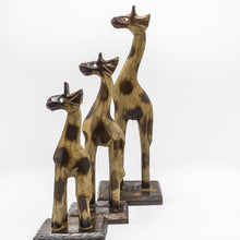 Load image into Gallery viewer, Carved Giraffes Set Wood Hand Crafted Statue Figurine Gift (Set of 3)
