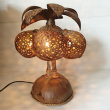 Load image into Gallery viewer, Coconut Tree Sculpture Table Lamp 3 Shades Coconut Shell Tropical Tiki Bar Decor