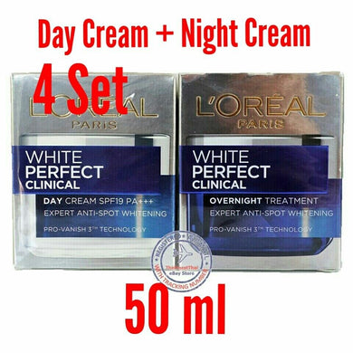 4 Set White Perfect Clinical Day Cream SPF 19 + Night Cream Moisturizer Face