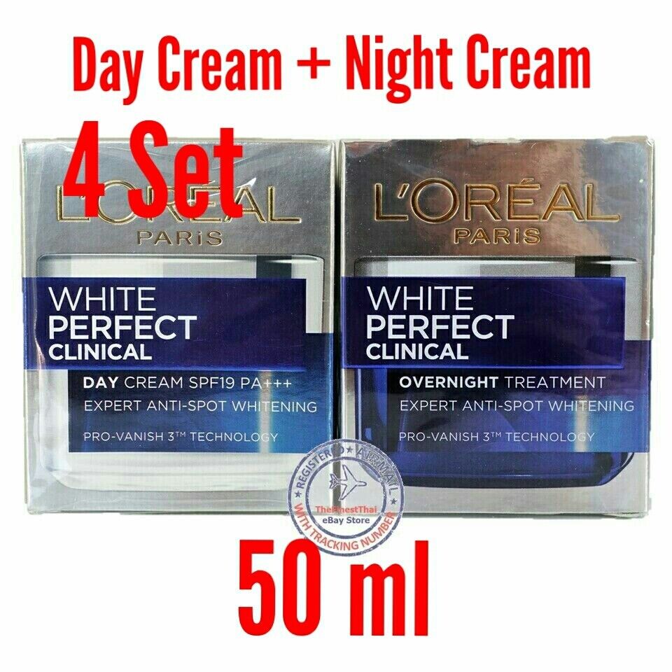 4 Set White Perfect Clinical Day Cream SPF 19 + Night Cream Moisturizer Face