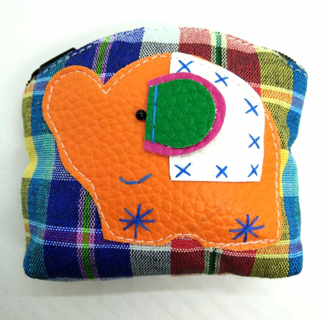 Elephant Mini Cute V.4 Purse Sewing Handmade Fabric Thai style colorful pattern