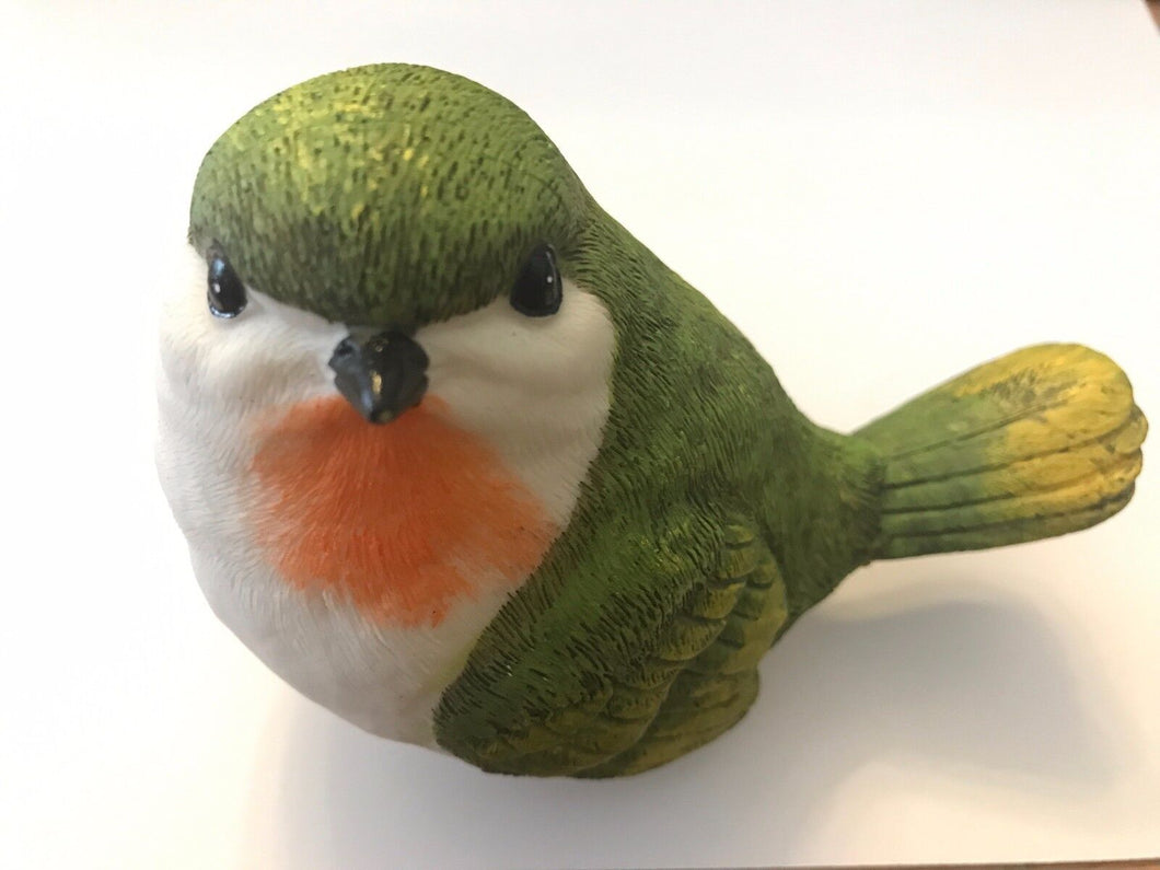 Little Bird Green Chubby Resin Hand Painted Cute Animal Figure Decor Craft