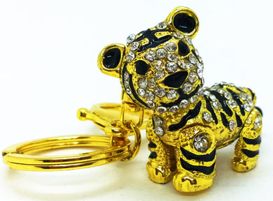 Diamond Tiger Pendant gold Keychain Backpack Accessory Animal Keyring Cute Gift