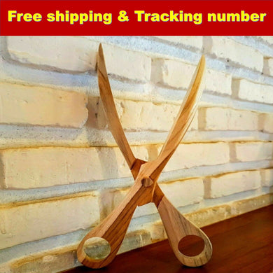 Primitive Wood Salad Tongs for Serving Kitchen Handcraft Scissors Wooden