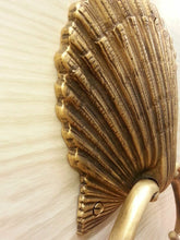 Load image into Gallery viewer, Brass Door Handle Knocker Ring Pull SEA SHELL Figurine Vintage Antique Door Hand