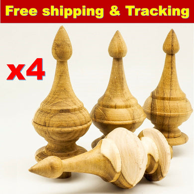 4x Finial Antique Teak Wooden Clock furniture Home Decor DIY Unpainted
