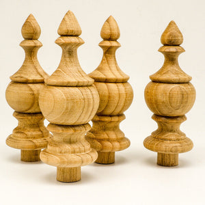 4Pcs Teak Wooden Finial Antique Clock furniture Home Decor DIY Unpainted